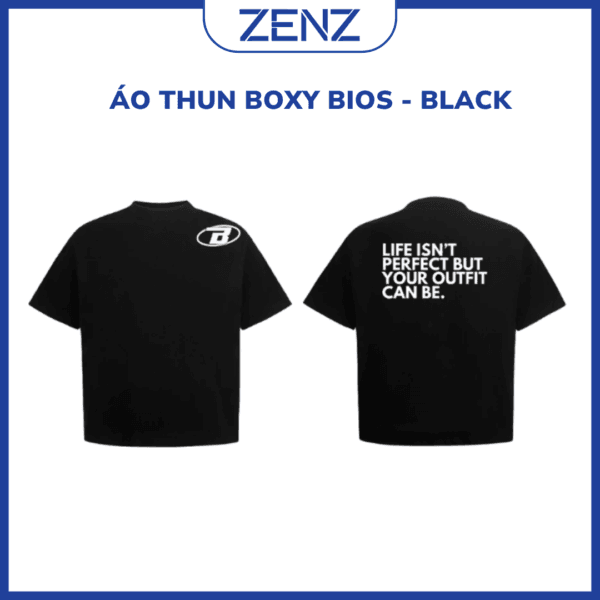 Áo thun boxy BIOS - BLACK