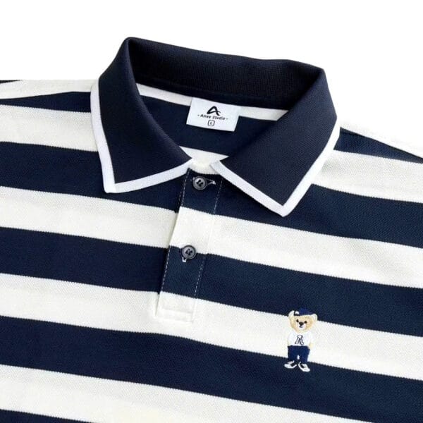 Áo polo unisex amee kẻ sọc bear thêu