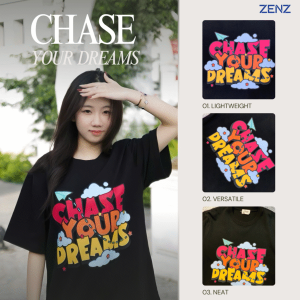 áo chaseyourdreams đen
