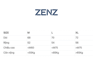 Bảng size áo ZenZ Việt Nam