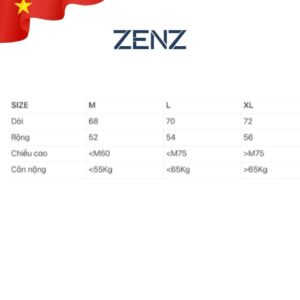 bảng size áo ZenZ Việt Nam